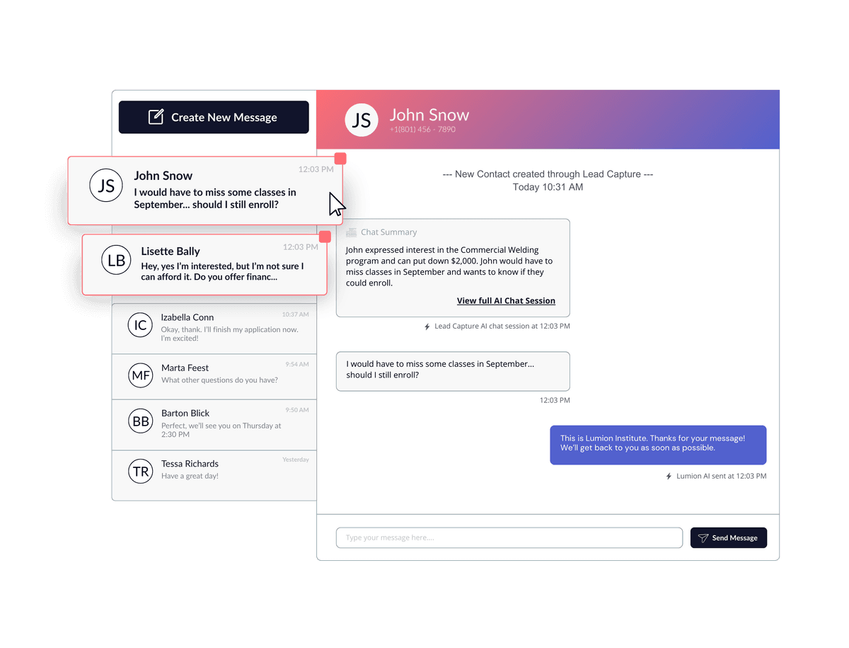 Streamlined Enrollment Management interface screenshot 1