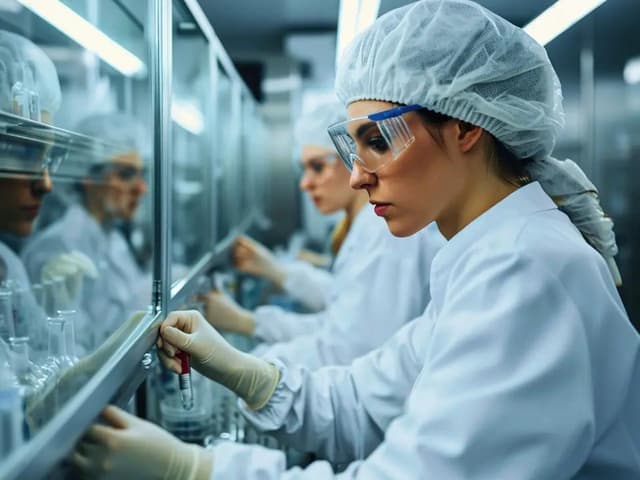 Lab technician working in sterile environment
