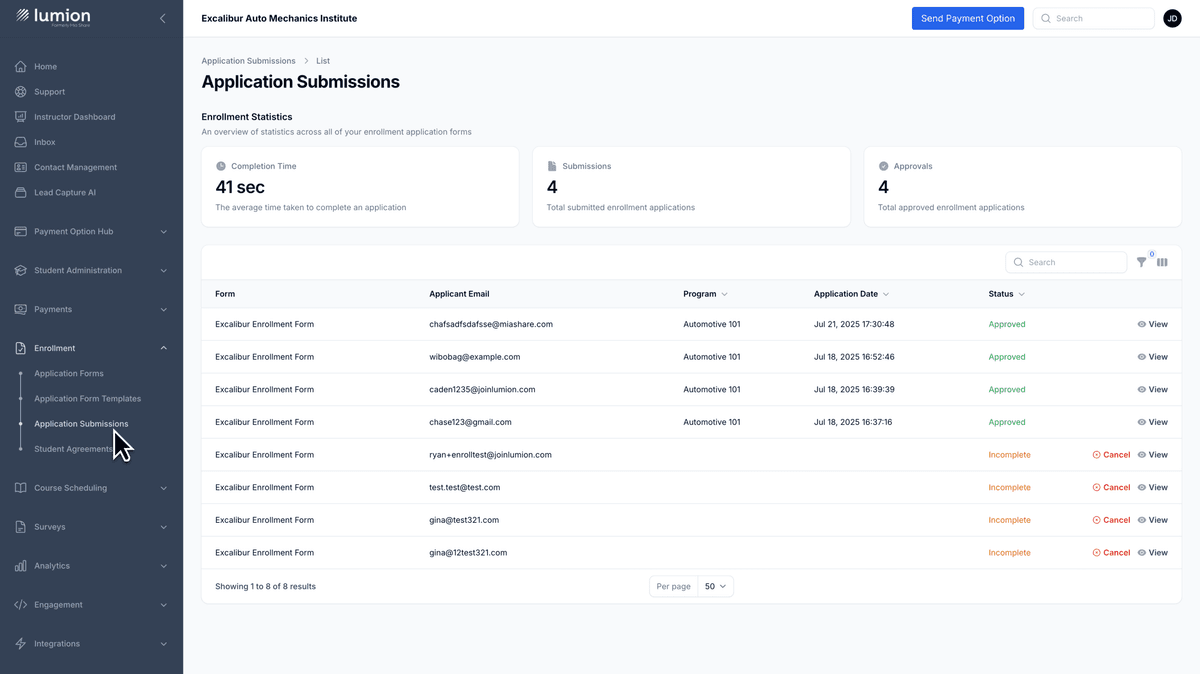 Streamlined Enrollment Management interface screenshot 3